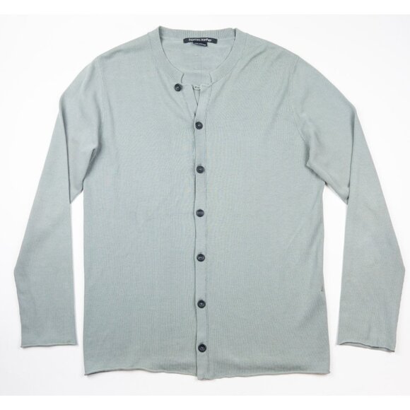 Hannes Roether Cardigan Sweater Men's Large Light Green Button-Up Loop Cotton - Picture 2 of 16